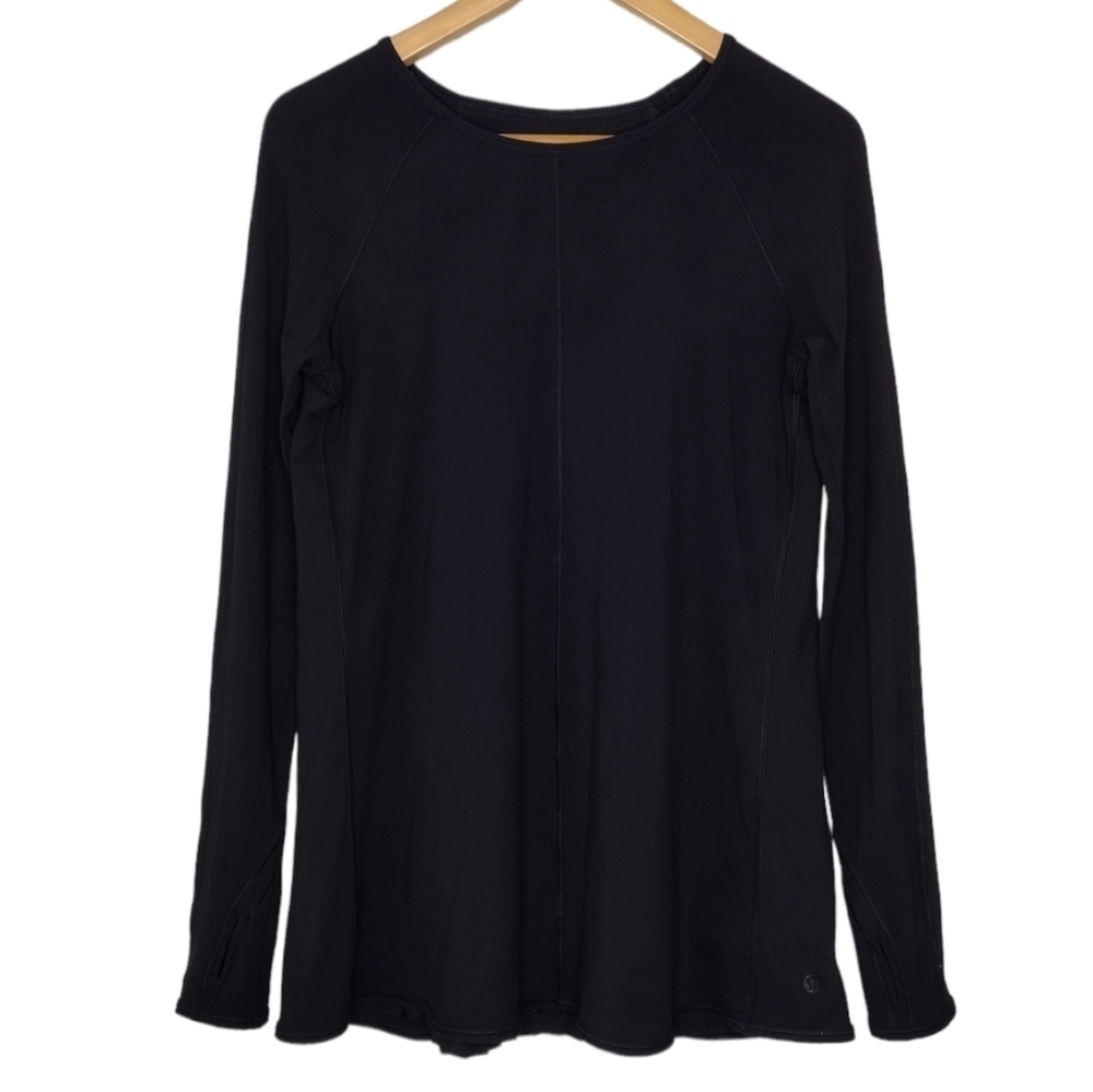 Lululemon Women's Black Active Workout Athletic Pullover Long Sleeve Shirt Sz 6